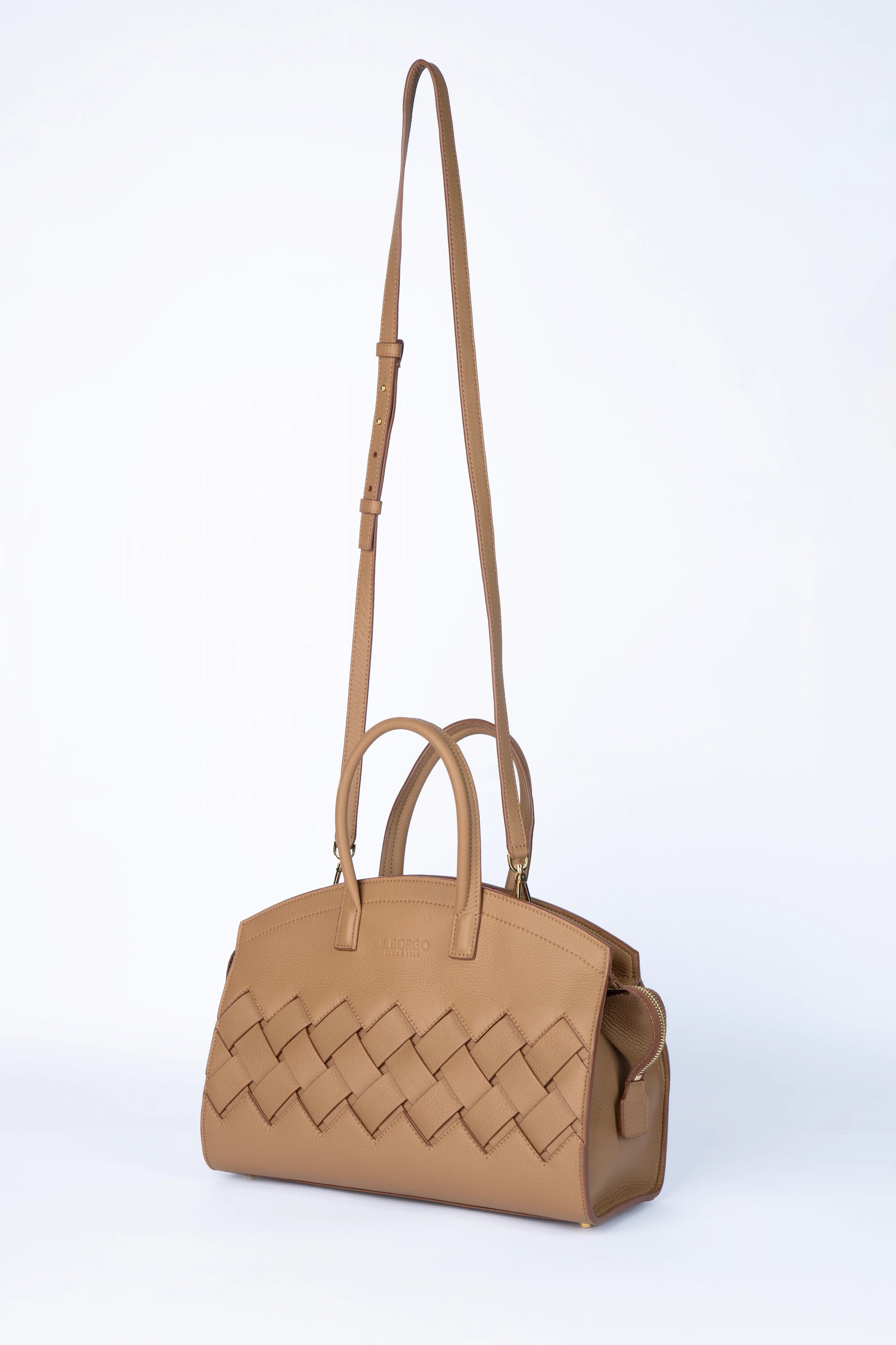 Borsa in pelle intrecciata