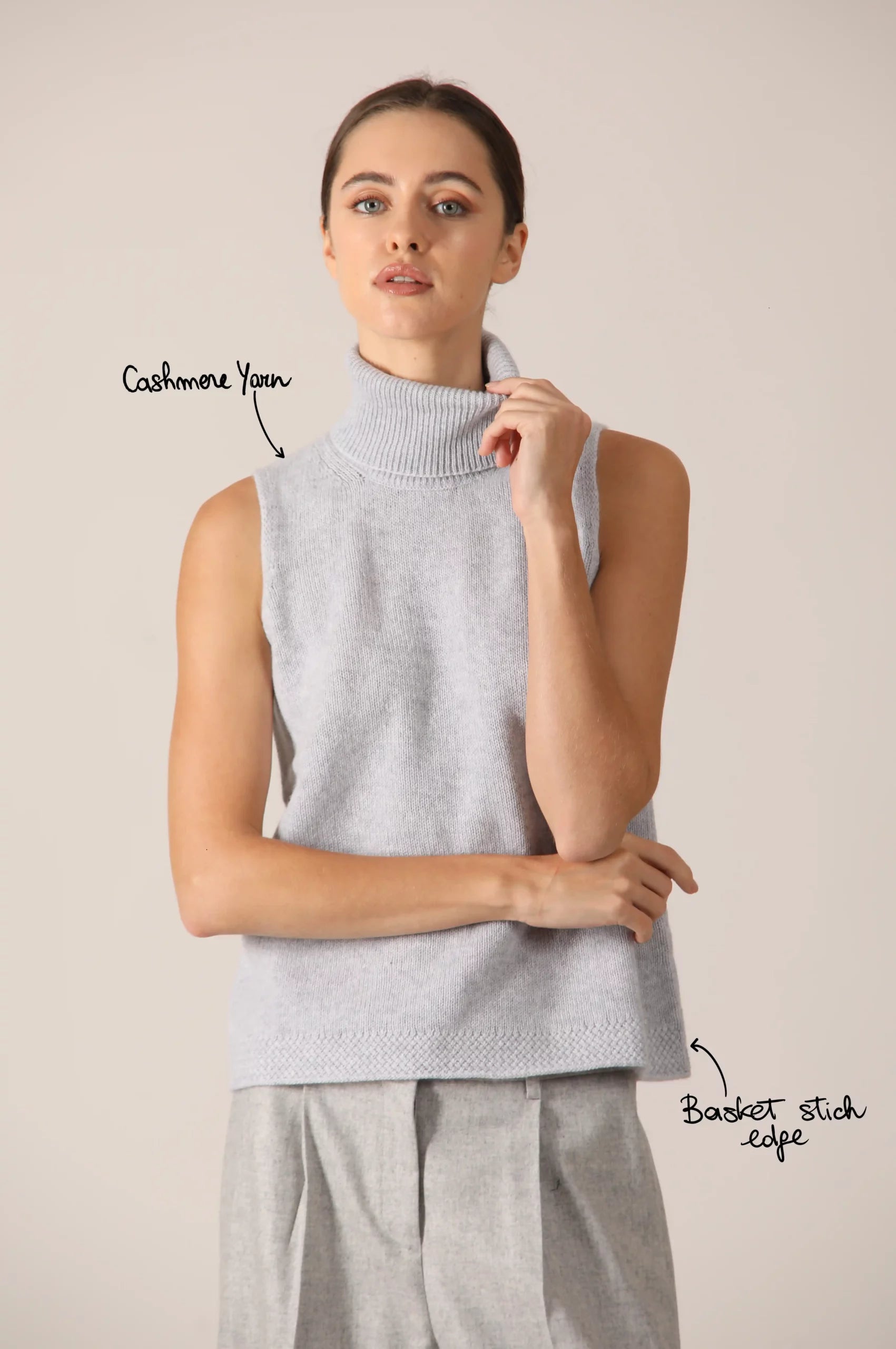 Basket stitch trimmed tank top