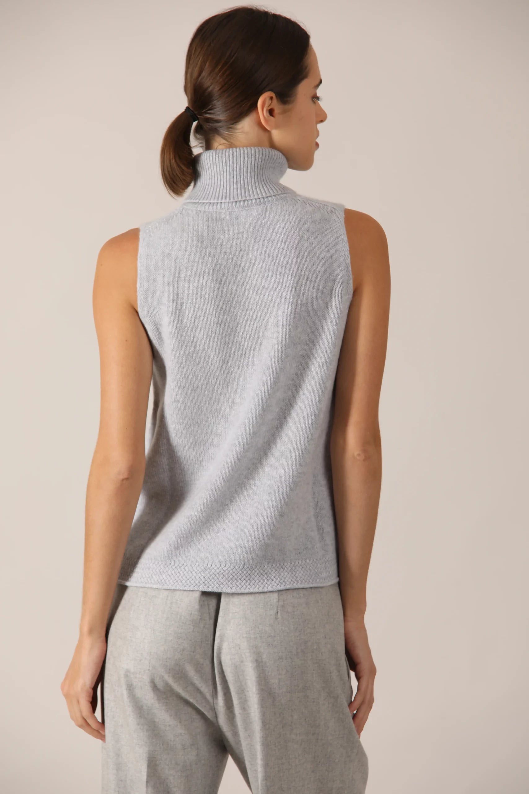 Basket stitch trimmed tank top