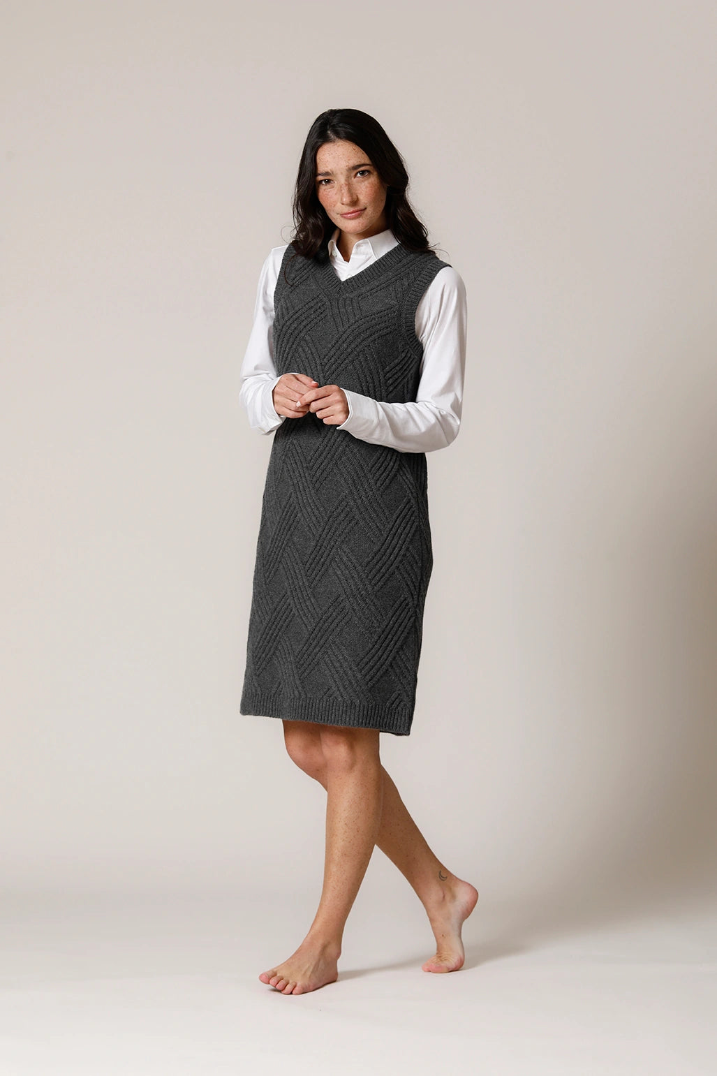 Woven ribbed dress