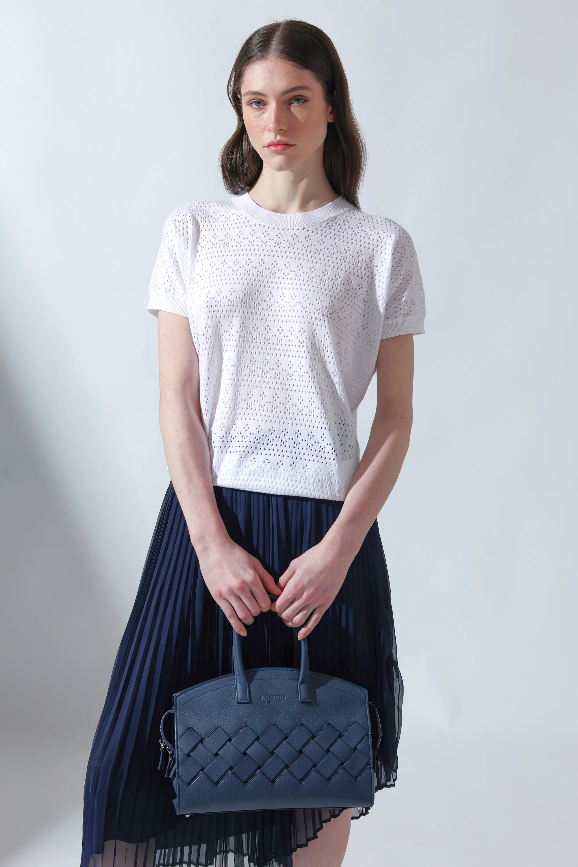 Woven leather bag