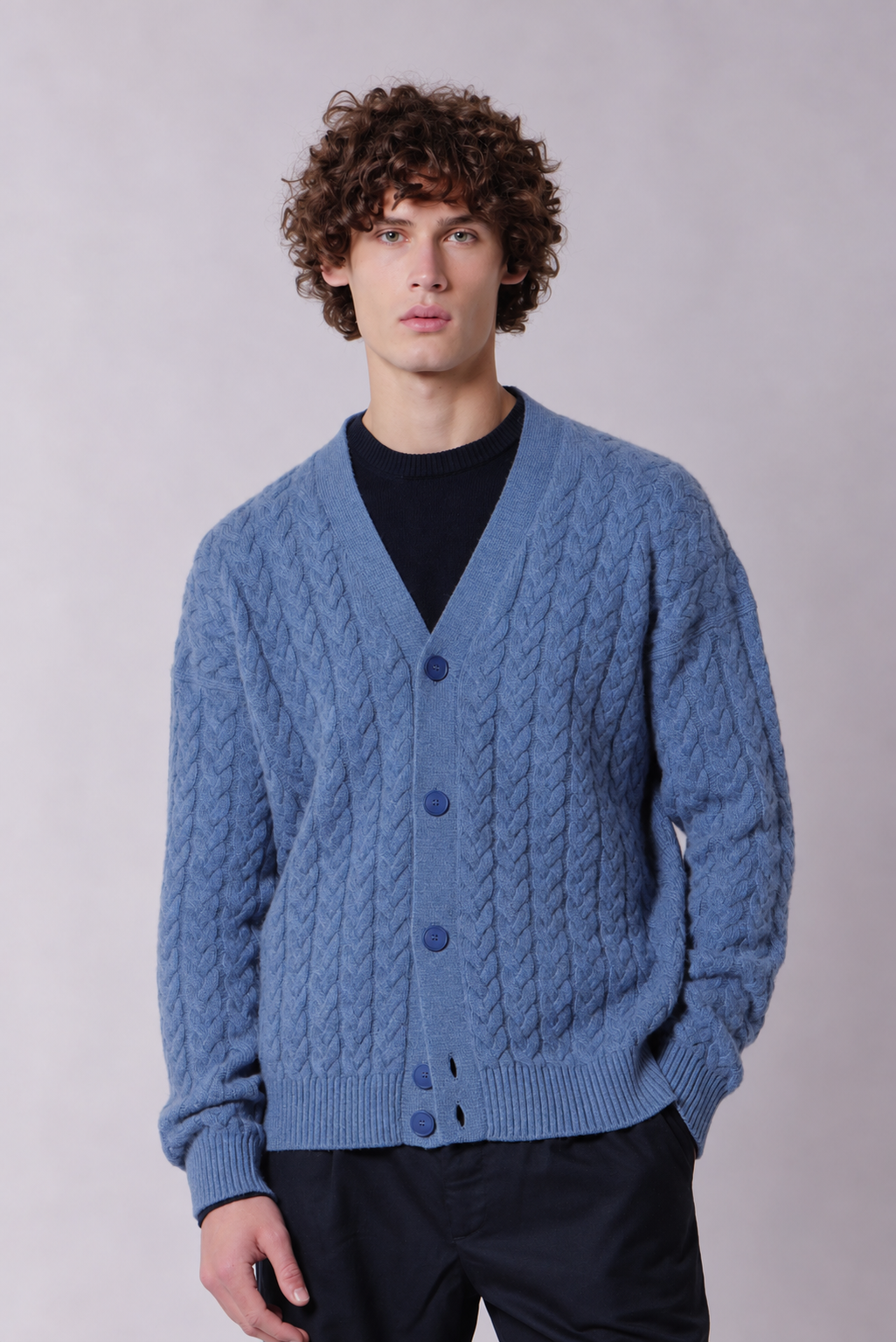 Cardigan bottoni con trecce