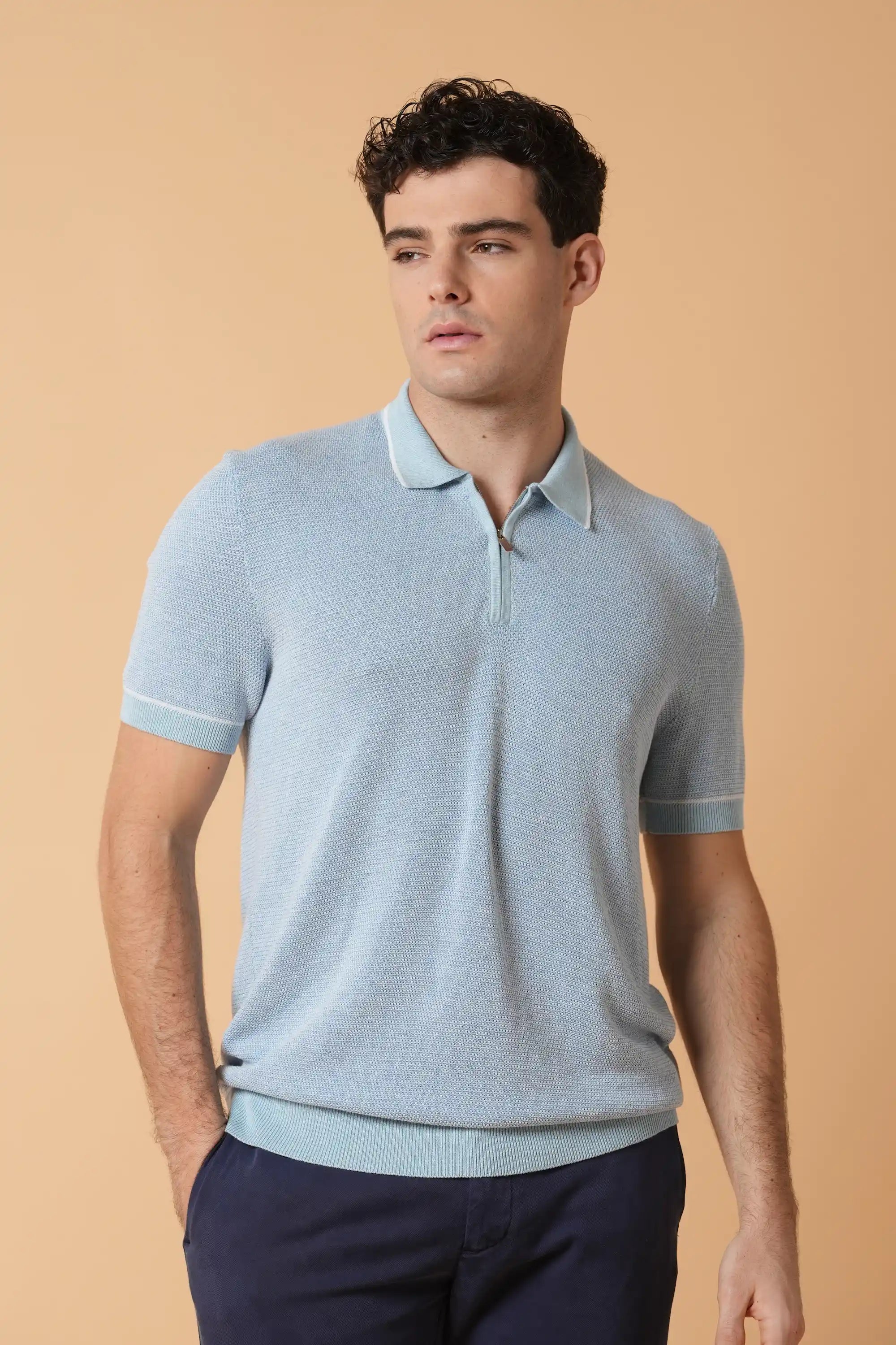 Polo piqué tricolore