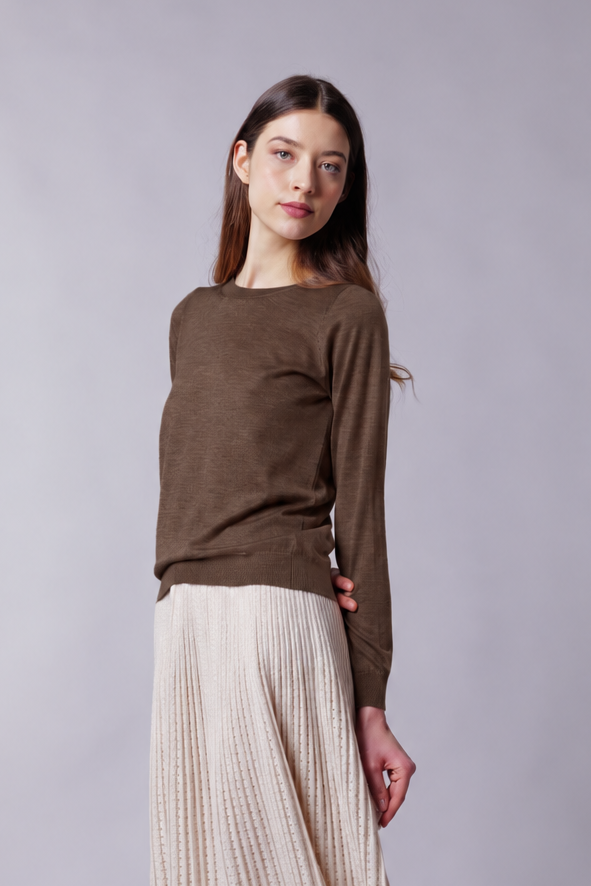 Pull col rond en cachemire et soie