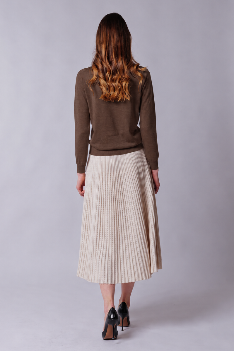 Pull col rond en cachemire et soie