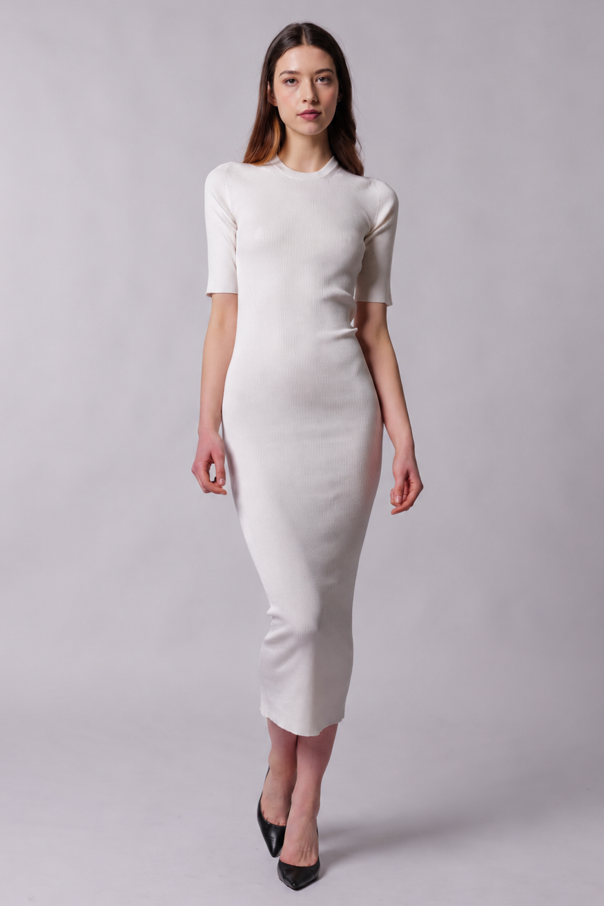 Robe longue côtelée