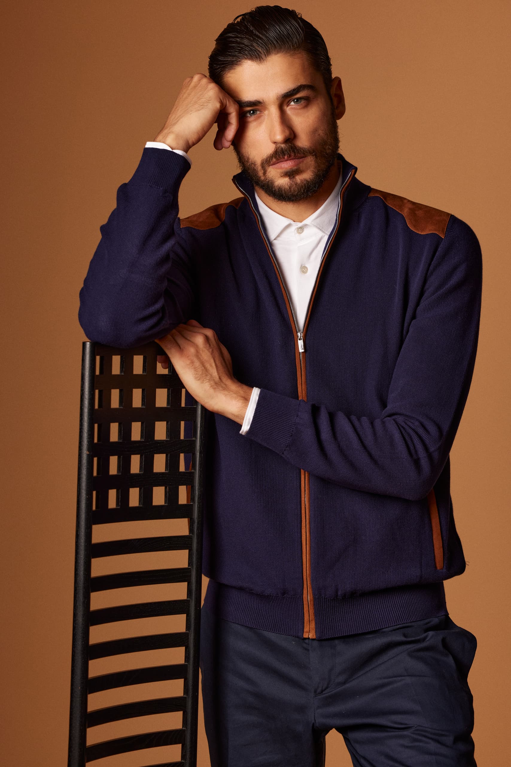 Bomber avec détails en daim