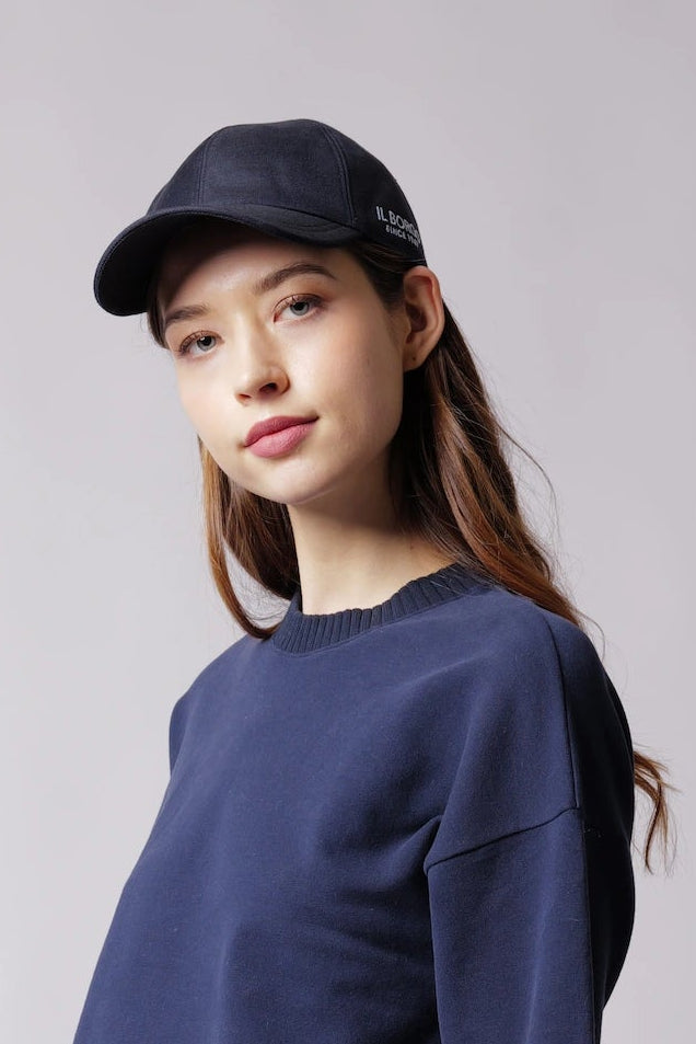 Cappellino Baseball Lana & Lino con Ricamo Celeste