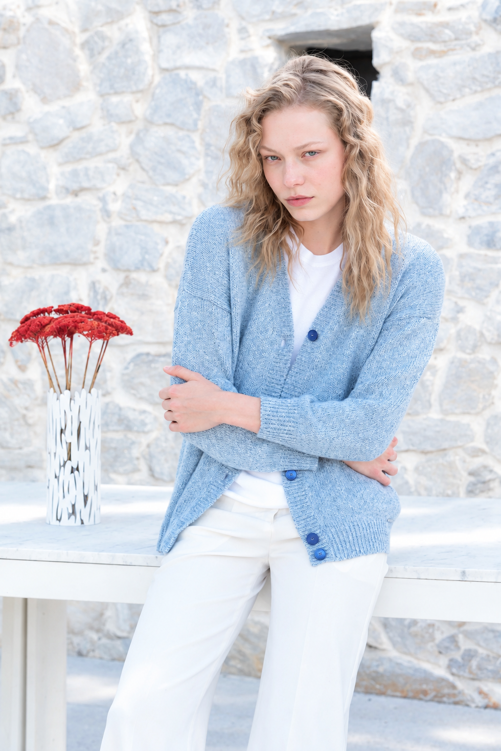 Cardigan Bottoni Lino & Cashmere