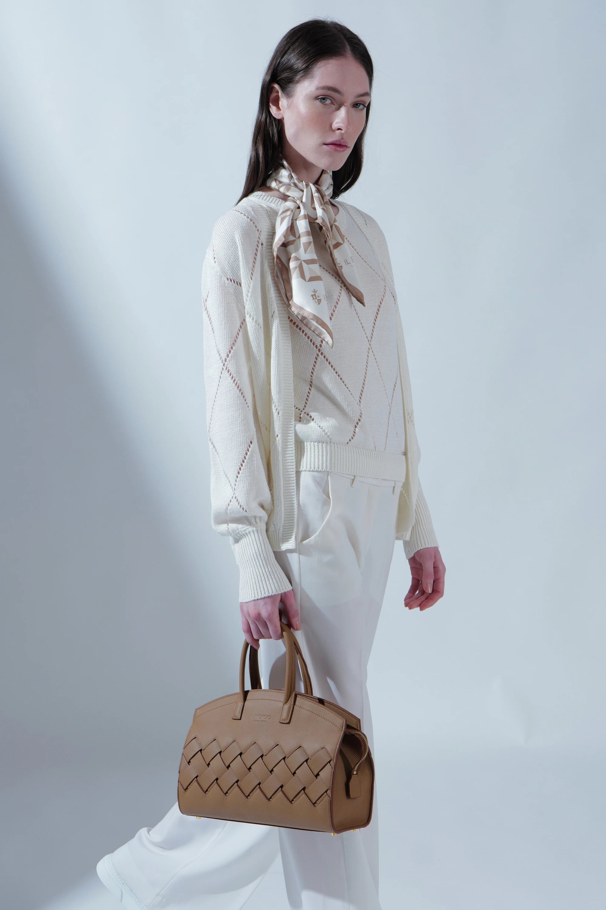 Woven leather bag