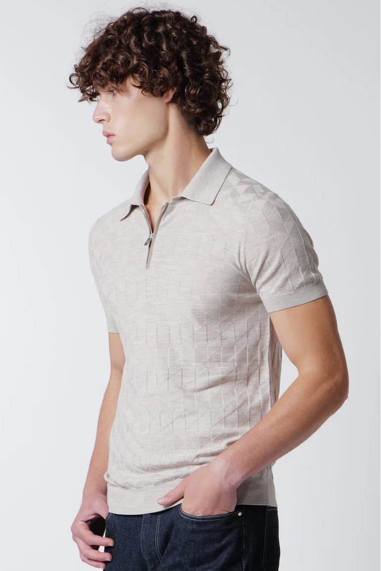 Polo Zip Motivo Triangoli