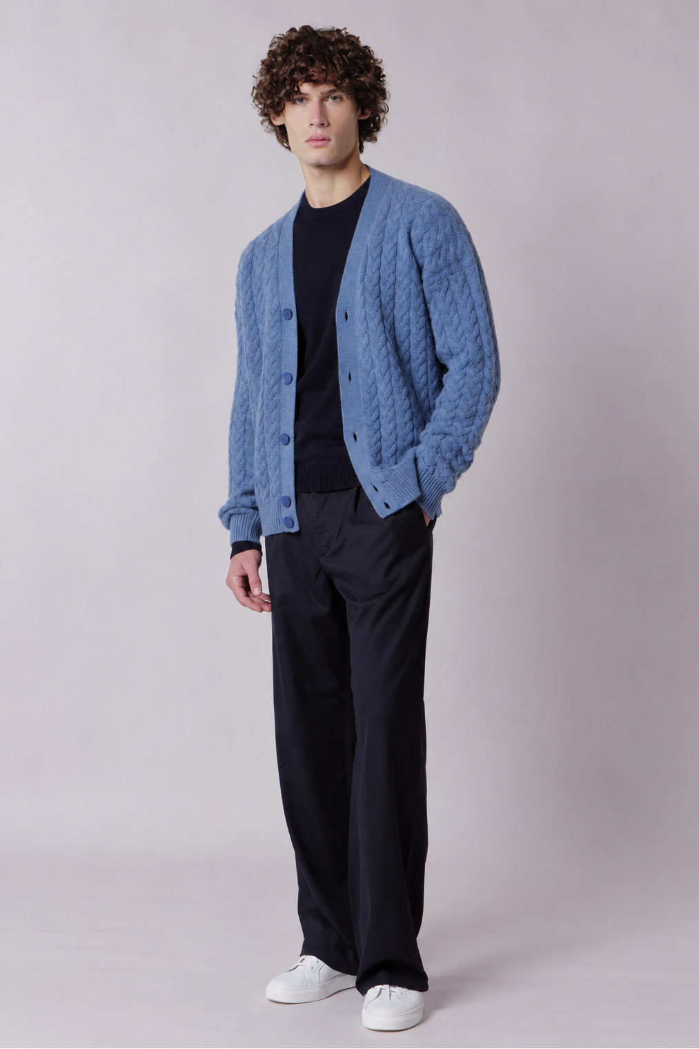 Cardigan bottoni con trecce
