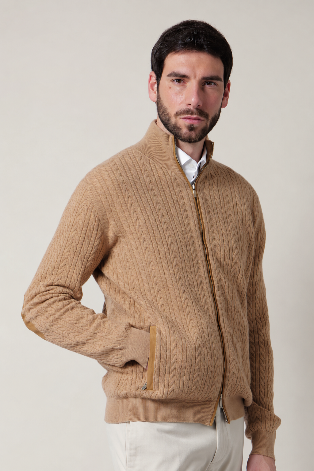 Bomber tressé en baby cachemire