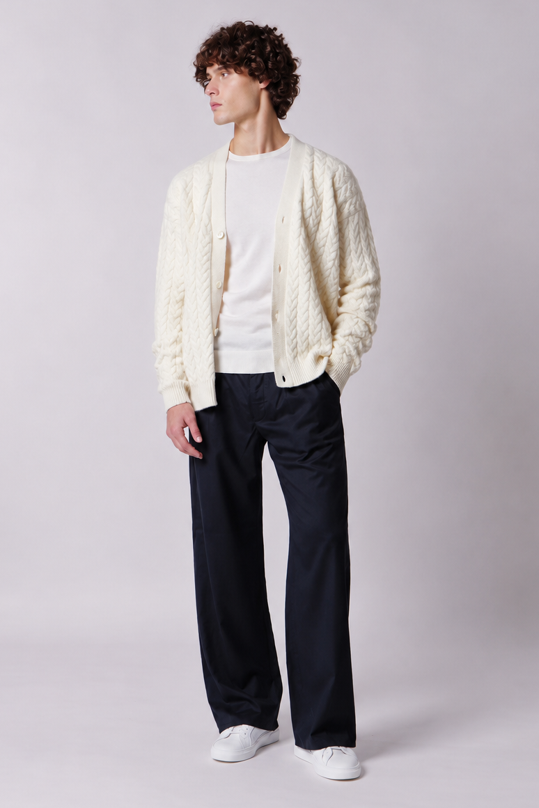 Cardigan bottoni con trecce