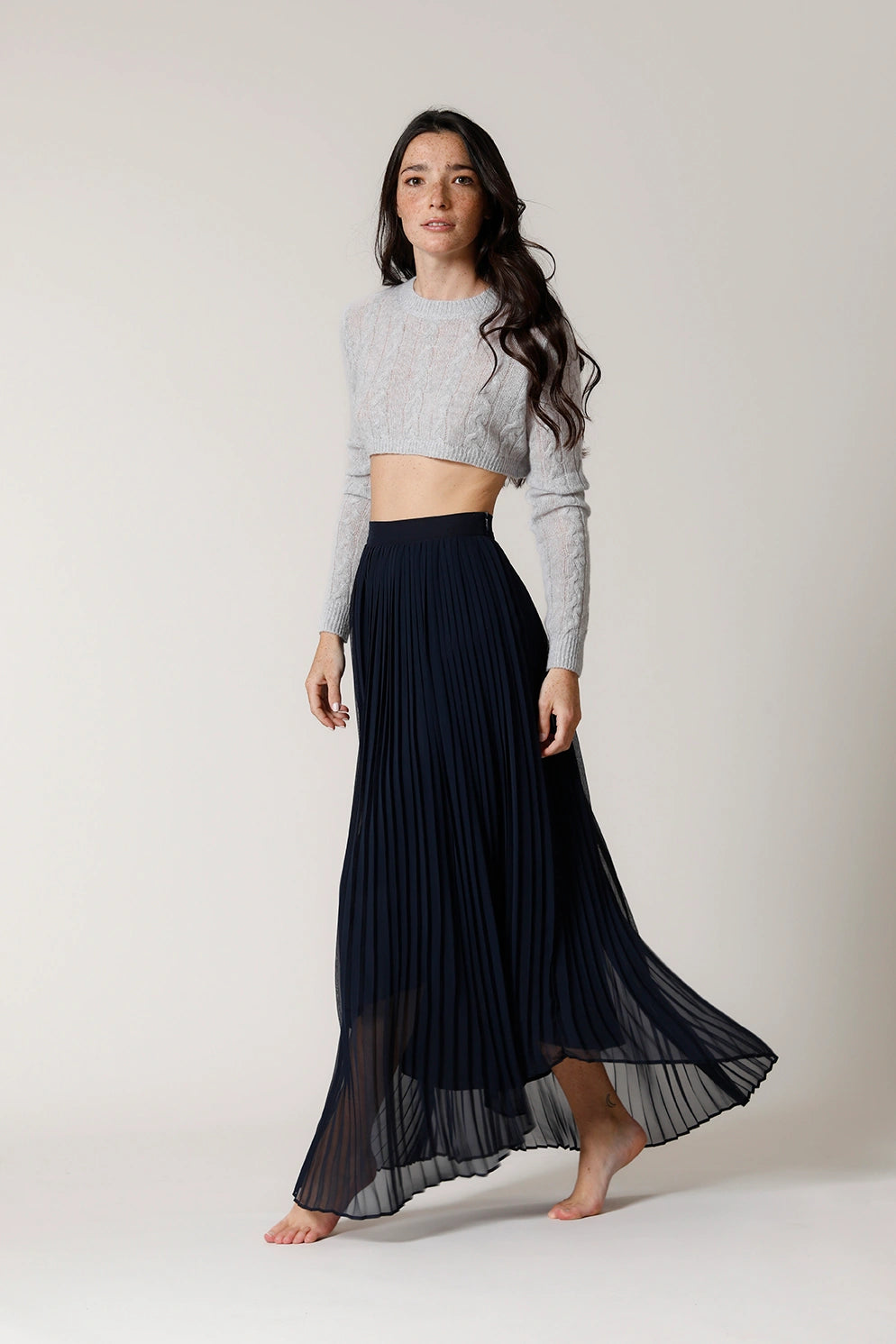 Gonna maxi plissé. Maxi skirt pleated fabric. Maxi jupe plissée