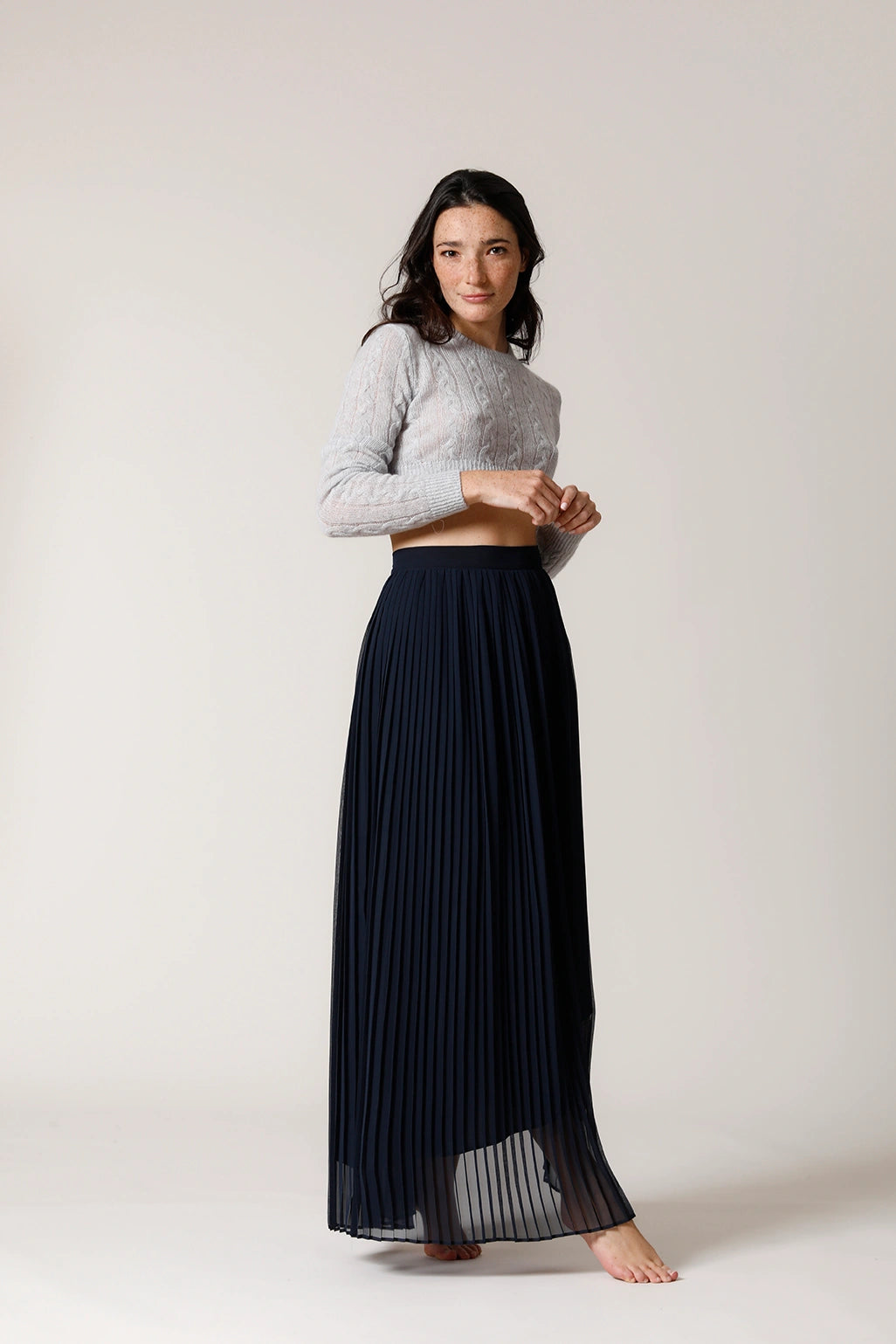 Gonna maxi plissé. Maxi skirt pleated fabric. Maxi jupe plissée