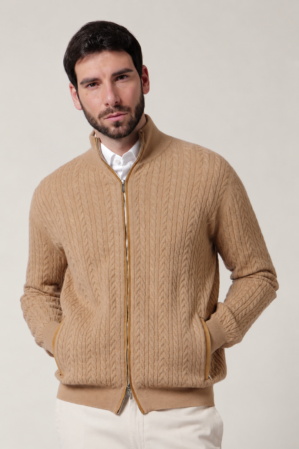 Bomber tressé en baby cachemire