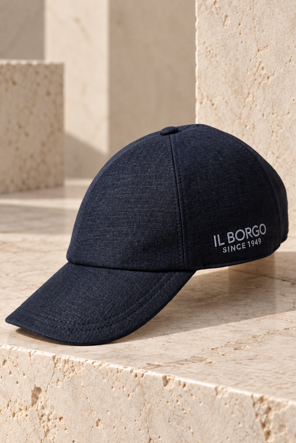 Cappellino Baseball Lana & Lino con Ricamo Celeste