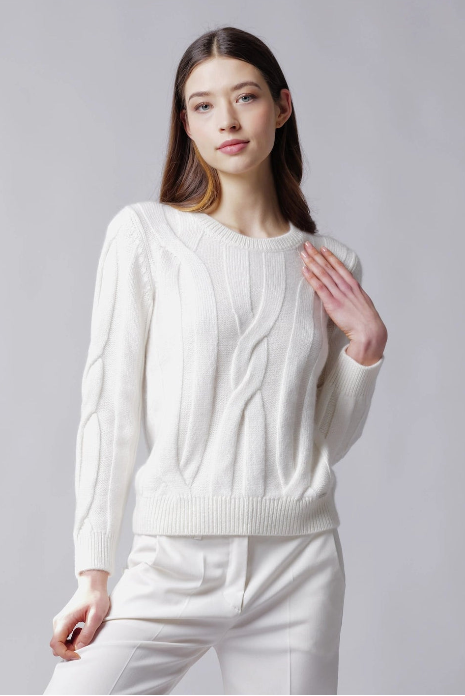 Girocollo Treccia In Ultra Cashmere