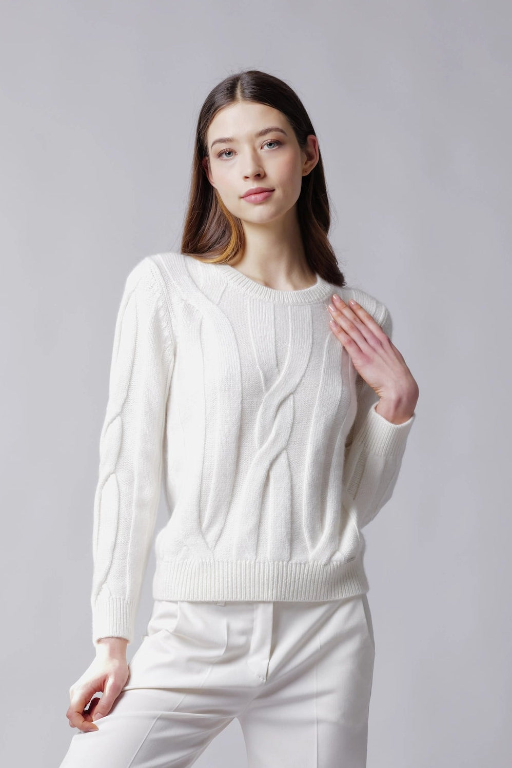 Girocollo Treccia In Ultra Cashmere
