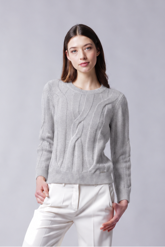 Girocollo Treccia In Ultra Cashmere