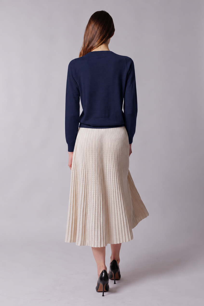 Pull col rond en cachemire et soie