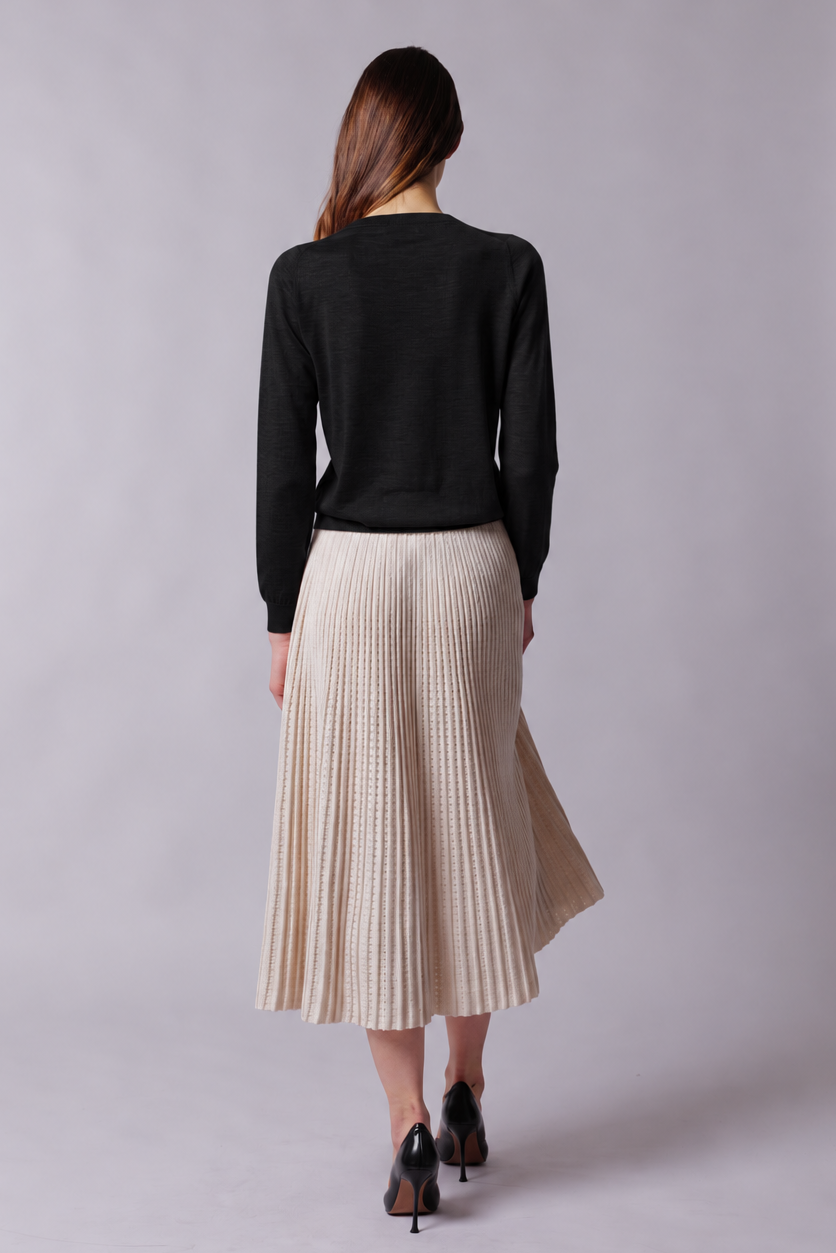 Pull col rond en cachemire et soie
