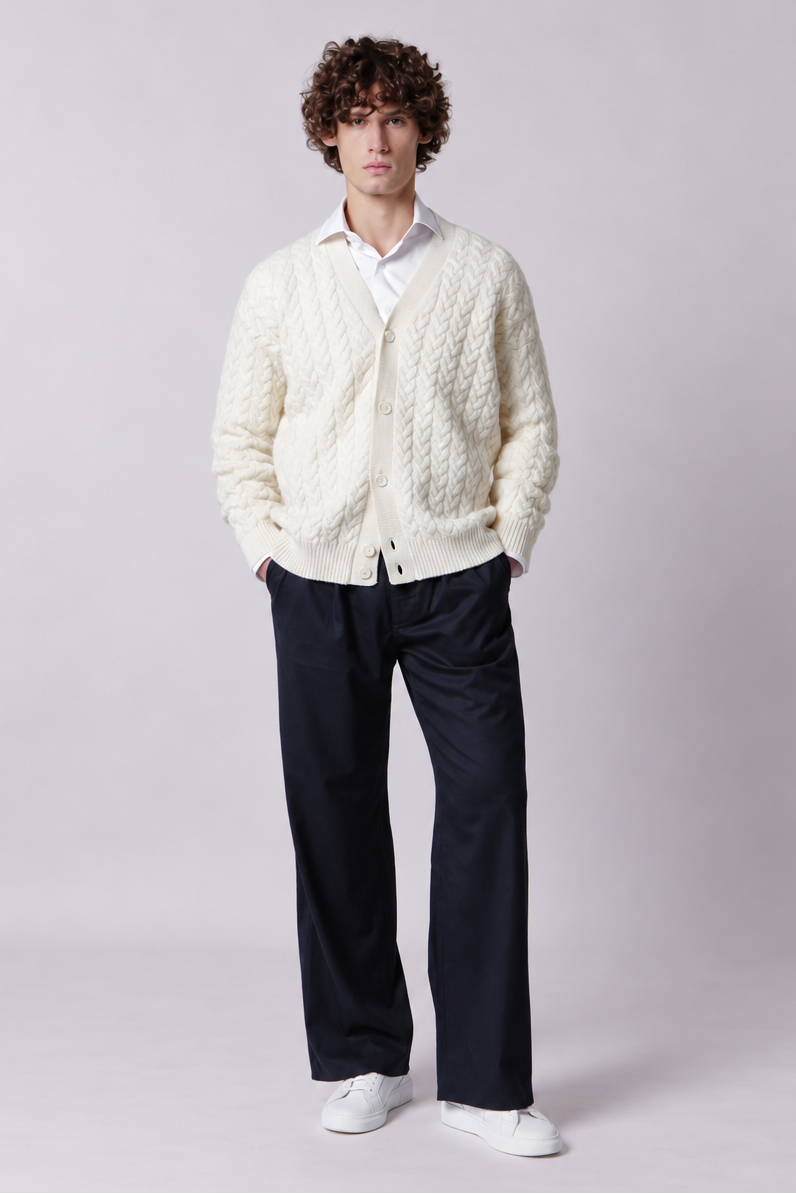 Cardigan bottoni con trecce