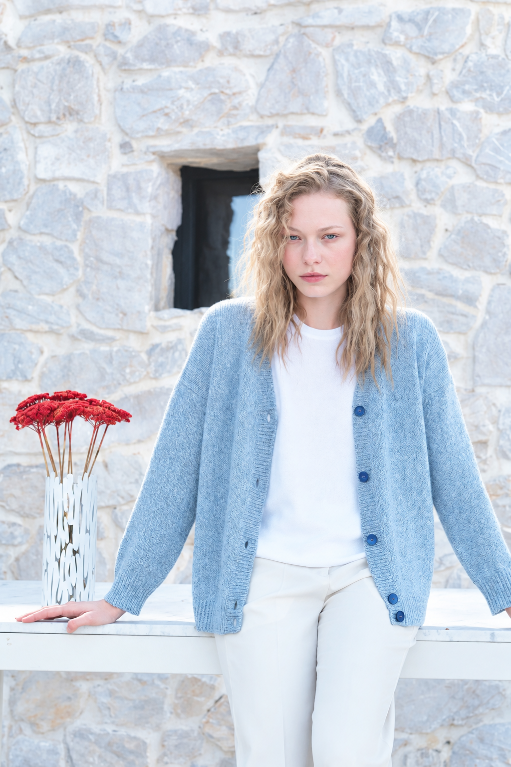 Cardigan Bottoni Lino & Cashmere