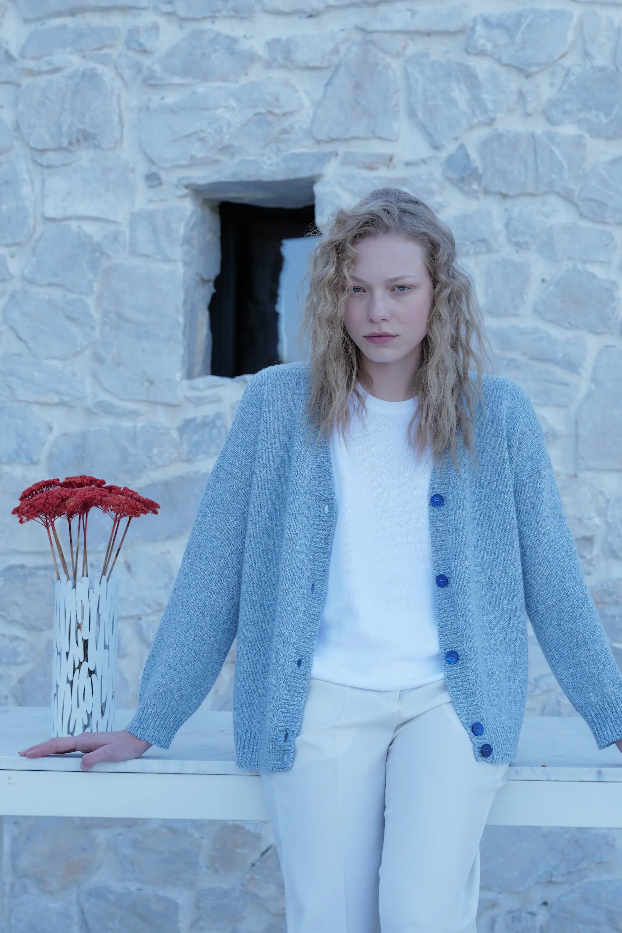 Cardigan Bottoni Lino & Cashmere