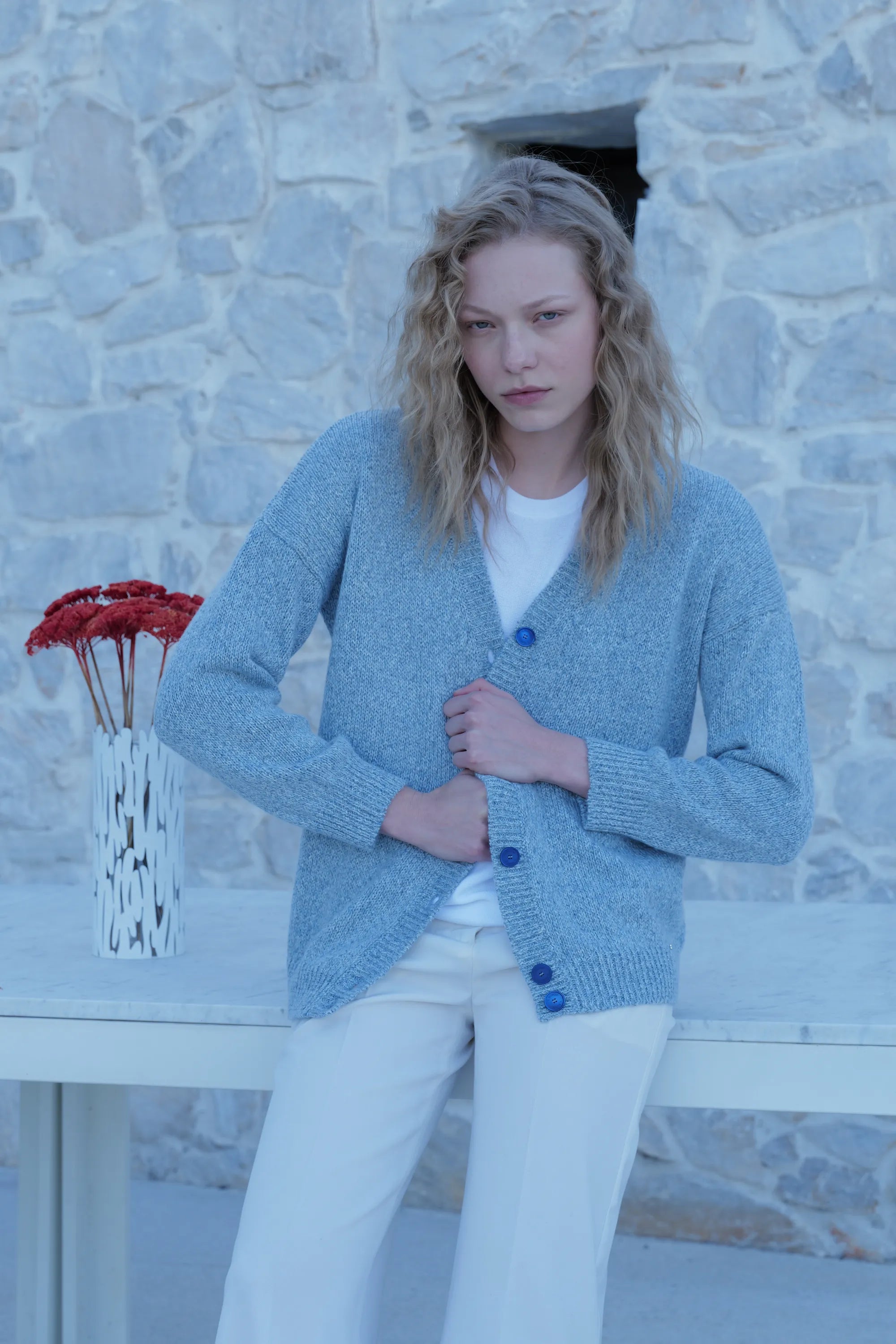Cardigan Bottoni Lino & Cashmere