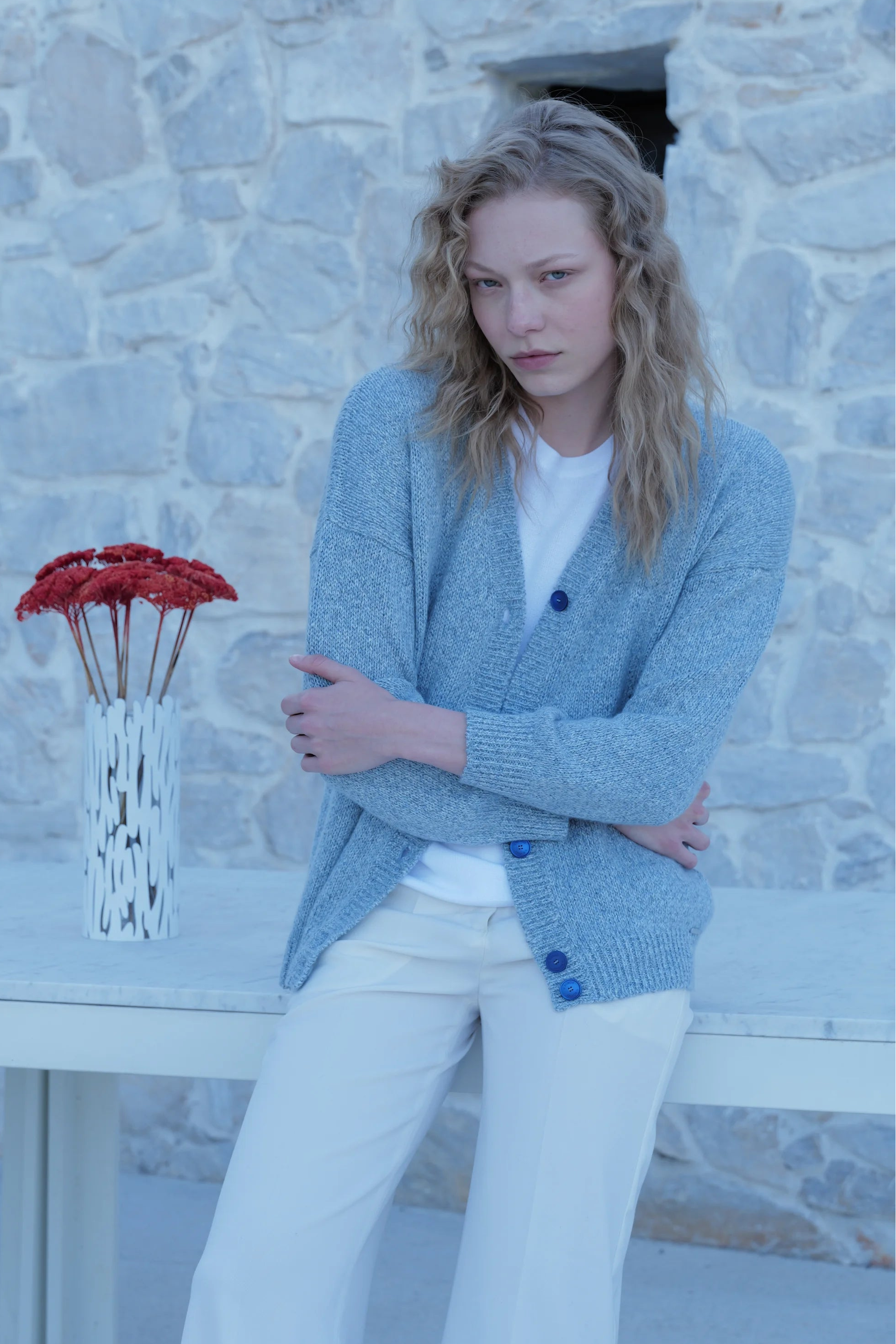 Cardigan Bottoni Lino & Cashmere