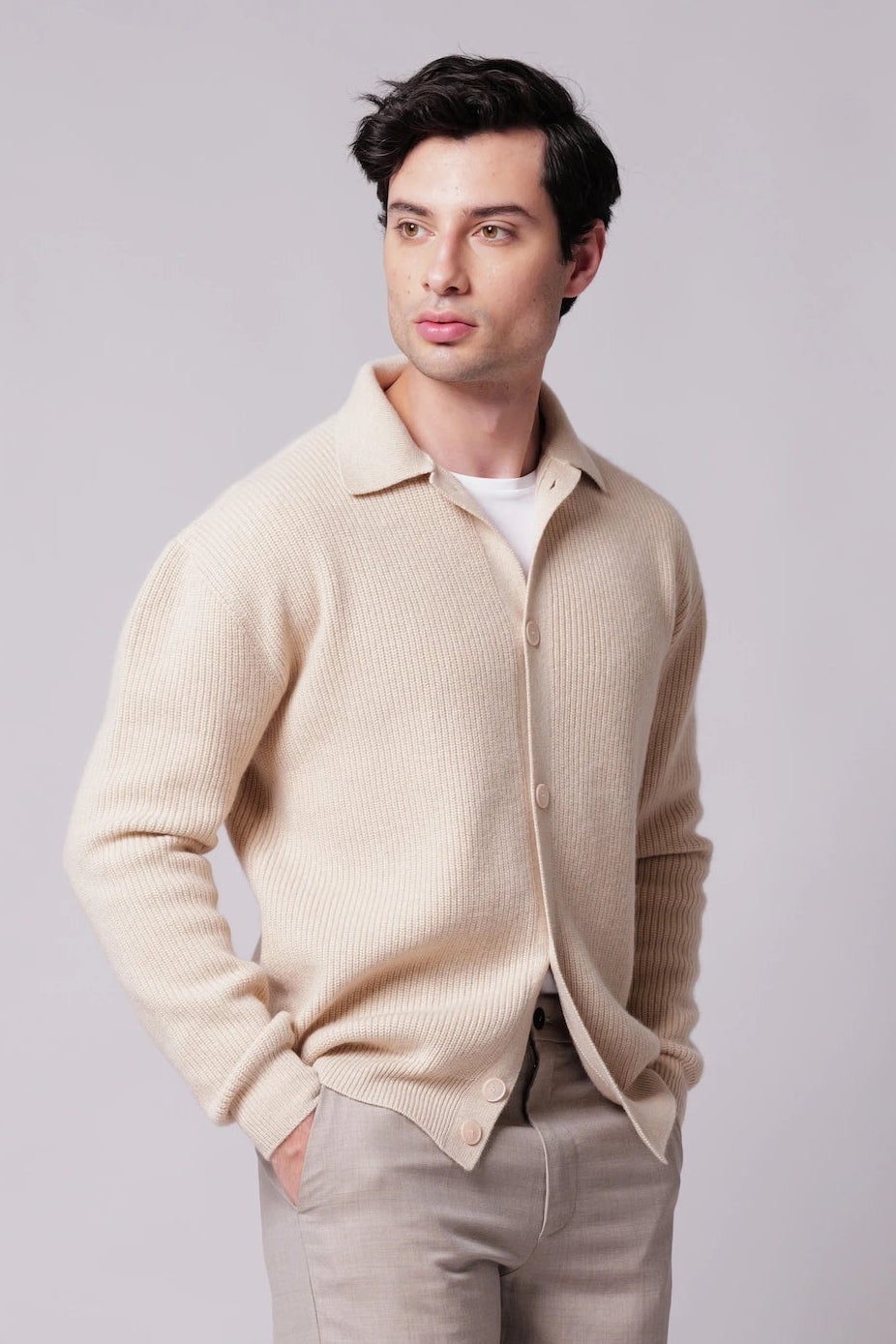 Cardigan Camicia Maglia Perlata