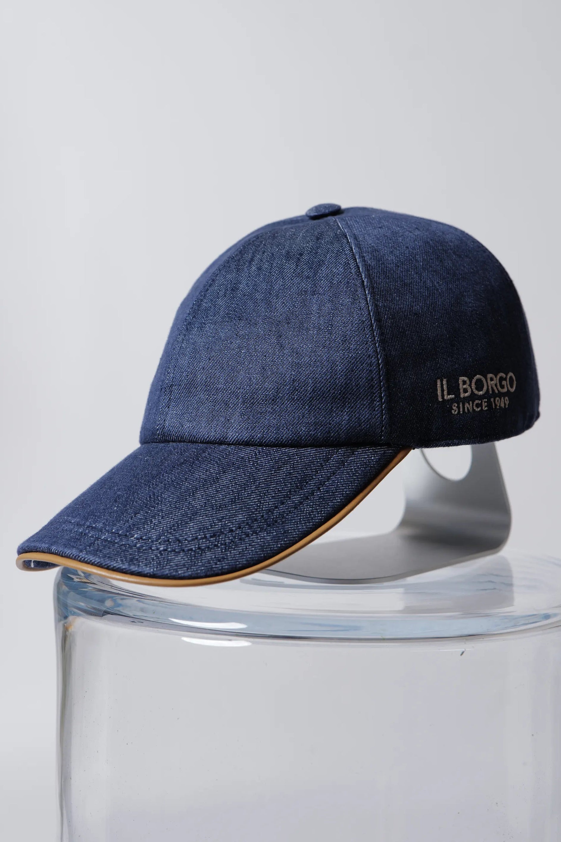 Cappellino Baseball in Jeans & profilo in Pelle