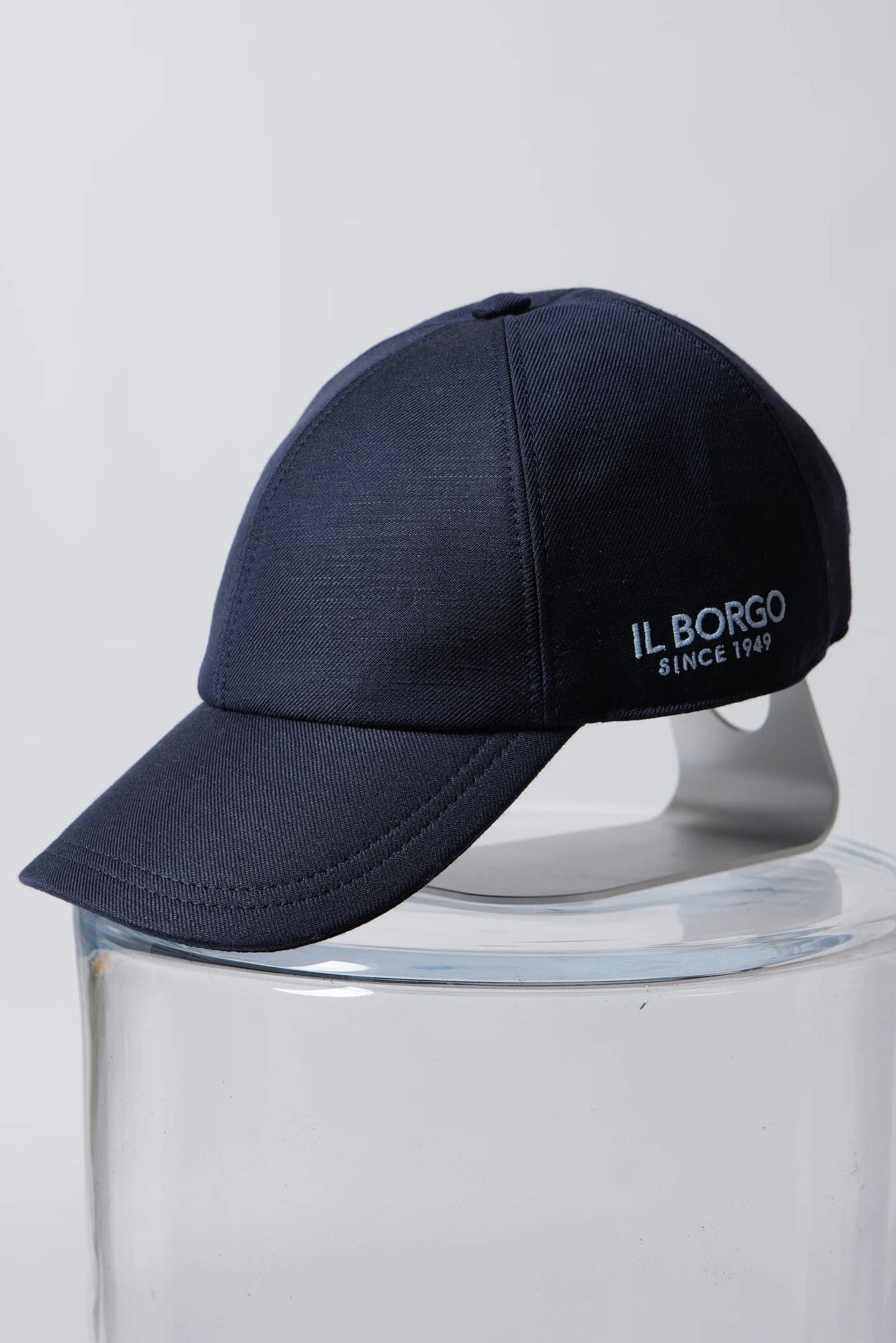 Cappellino Baseball Lana & Lino con Ricamo Celeste