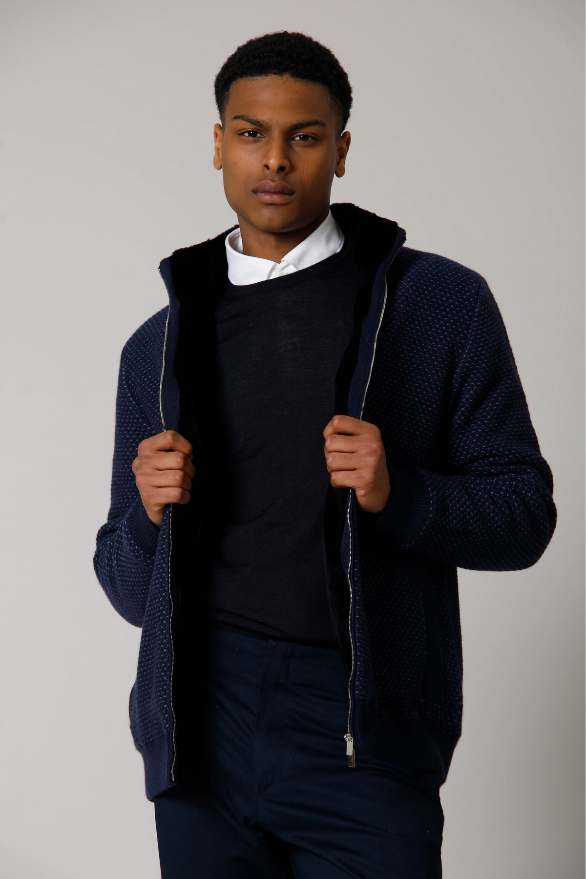 Bomber with zip & mink lining