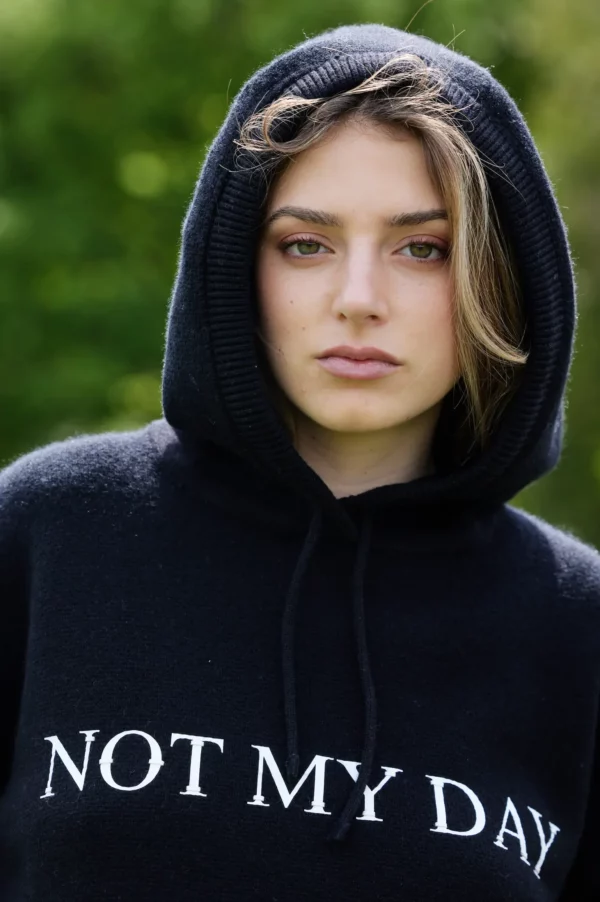 Embroidered cashmere sweatshirt - Cashmere sweatshirt embroidered with Not My Day writing