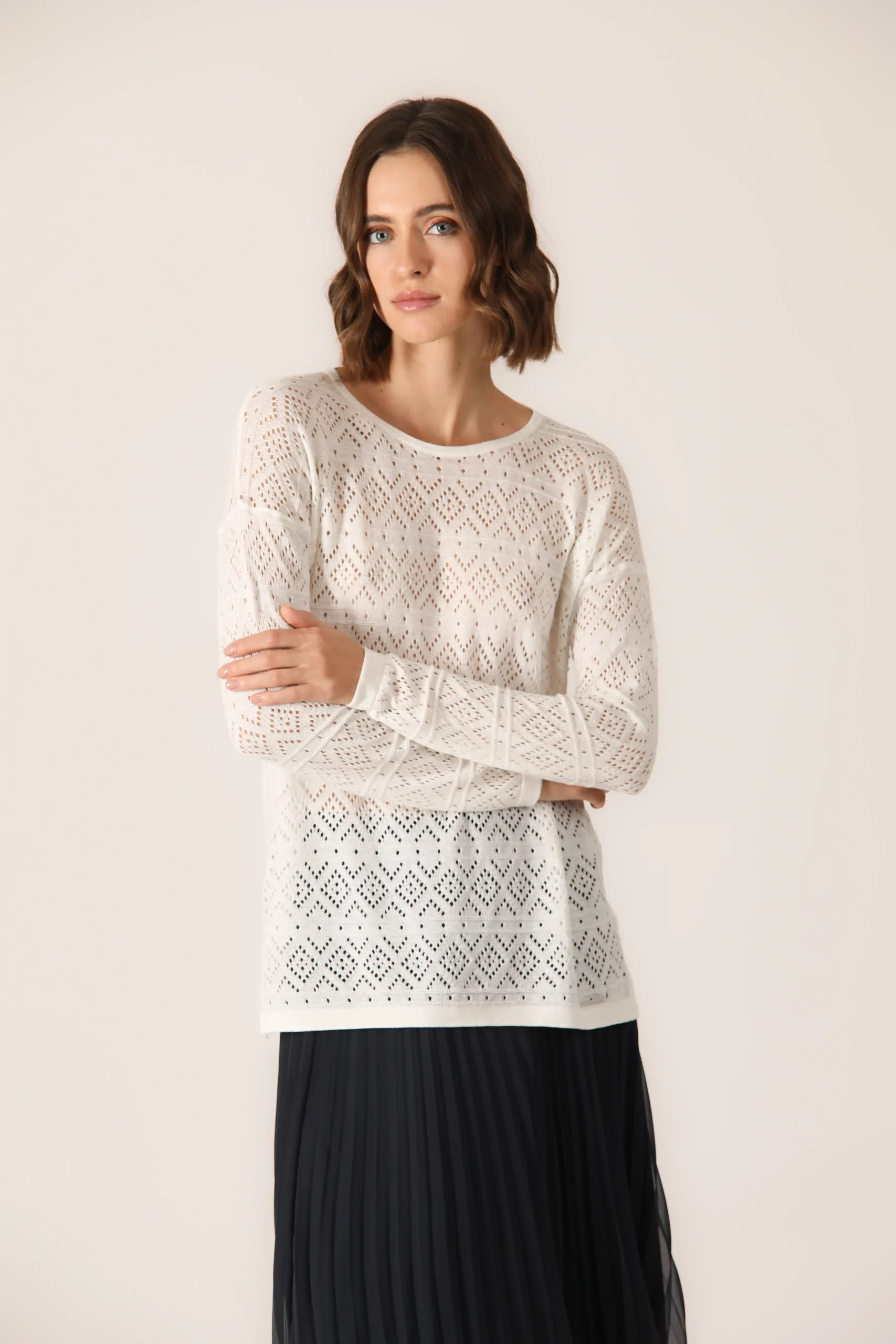 Openwork crew neck - Il Borgo Cashmere